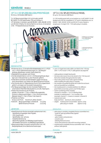 19"3+1 HU SPLICE MODULE PANEL for up to 144 channels (288 fibers)