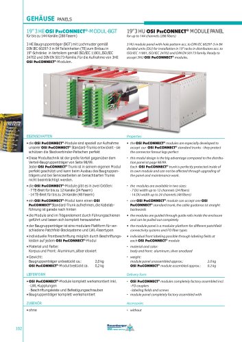 19"3HUOSIPreCONNECT MODULE PANEL for up to 144 channels (288 fibers)