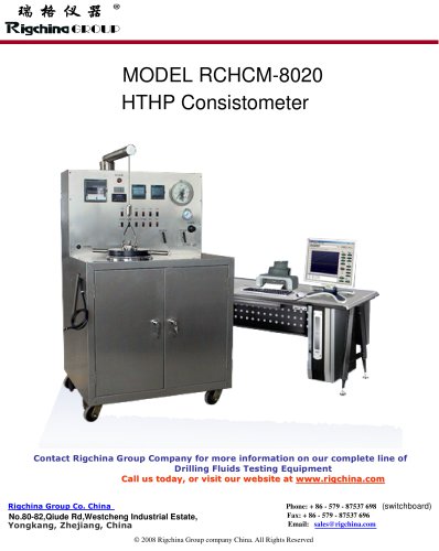 RIGCHINA - HTHP CONSISTERMETER SINGLE CELL| MODEL RCHCM-8020 | to condition cement slurries as specified within API Specification 10