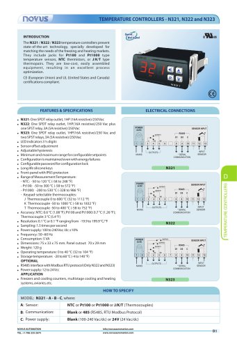 TEMPERATURE CONTROLLERS - N321, N322 and N323