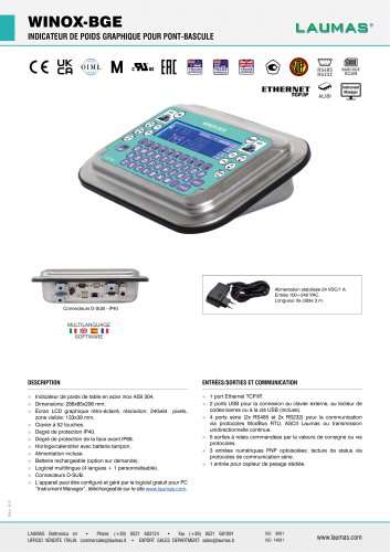 WINOX-BGE INDICATEUR DE POIDS GRAPHIQUE POUR PONT-BASCULE