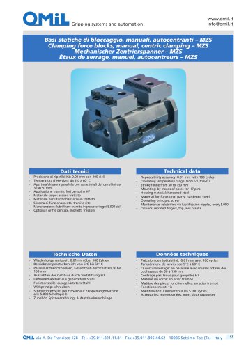 MZS 80-125 Clamping force blocks, manual, centric clamping