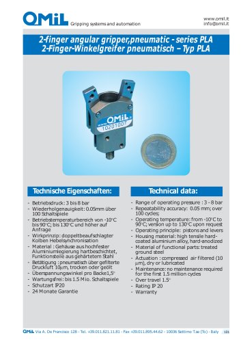 PLA  2-finger angular gripper, pneumatic