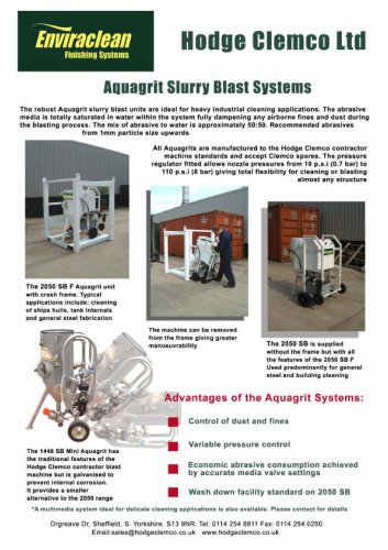 Aquagrit Blast Machines