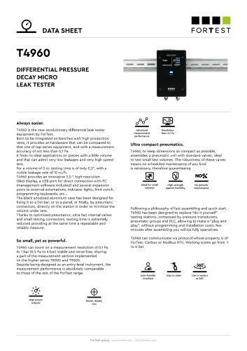 T4960 Differential Air Leak Tester for bench testing