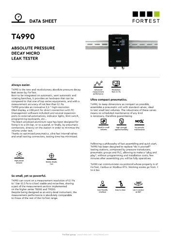 T4990 Air leak tester absolute decay for bench test