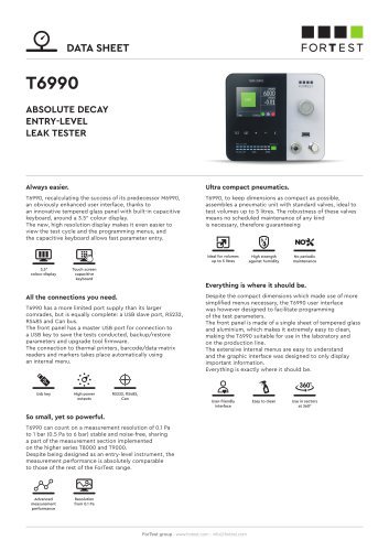 T6990 Air Leak Test Entry Level - Datasheet