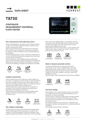 T8730 Air flow tester - Datasheet