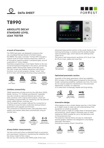 T8990 Air Leak Tester Standard Level - Datasheet