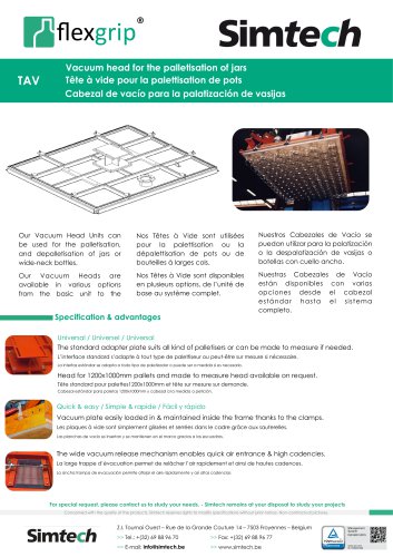 TAV Tête à vide pour la palletisation de pots