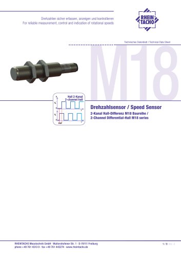 Sensor: 2-Channel Differential-Hall M18 Push-Pull