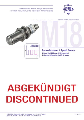 Sensors: 1-Channel Differential-Hall M18 series