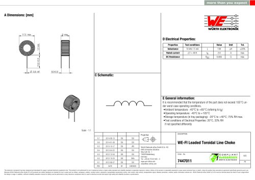 WE-FI Leaded Toroidal Line Choke