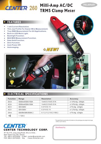 CENTER 260 - mA High Resolution Clamp Meter