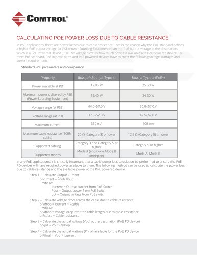 Calculating POE Power Loss Due to Cable Resistance