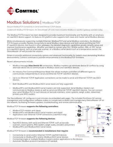 Modbus TCP Solutions