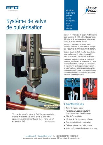 Systeme de valve de pulverisation