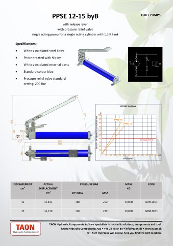 Hydraulic footpump single acting PPSE