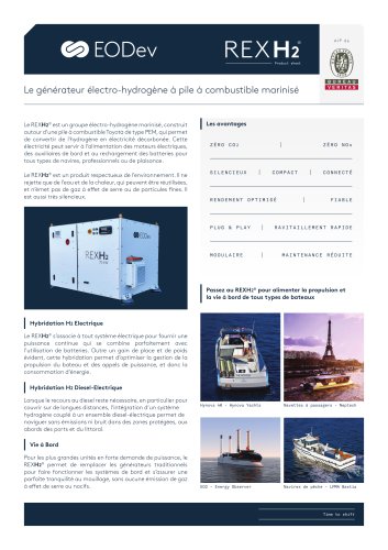 REXH2® e générateur électro-hydrogène à pile à combustible marinisé