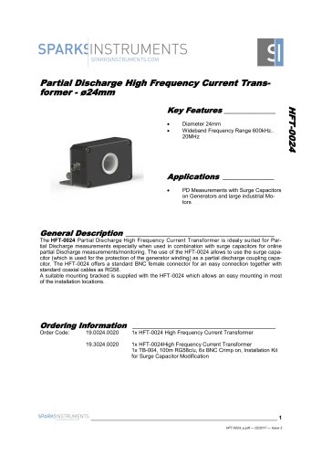 High Frequency Current Tranformer for Partial Discharge