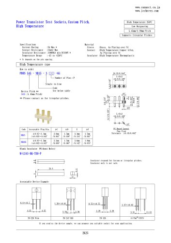 Power Transistor Test Sockets,Custom Pitch,High Temperature