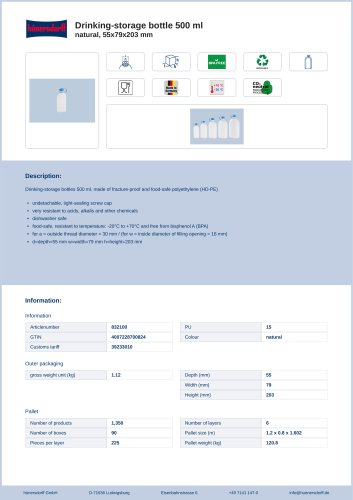 Drinking-storage bottle 500 ml