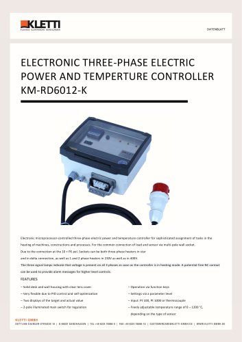 ELECTRONIC THREE-PHASE ELECTRIC POWER AND TEMPERTURE CONTROLLER KM-RD6012-K