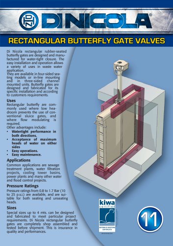 Rectangular butterfly valves