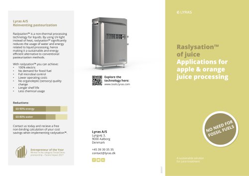 Raslysation™ of juice Applications for apple & orange juice processing