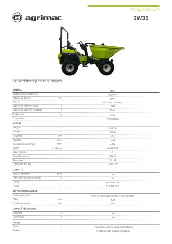 Fiche technique DW35