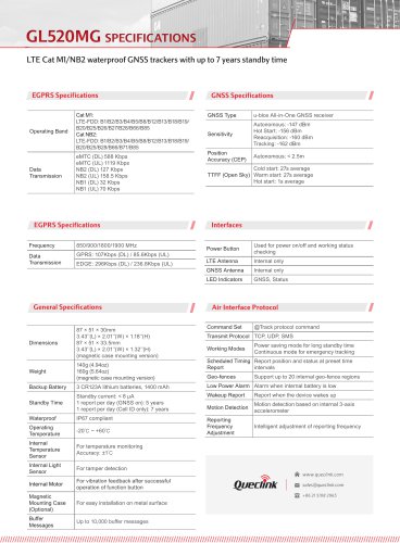 GL520MG-LTE Cat Ml/NB2 waterproof GNSS trackers with up to 7 years standby time