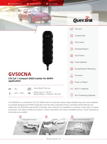 GV50CNA-LTE Cat 1 compact GNss tracker for BHPHapplication