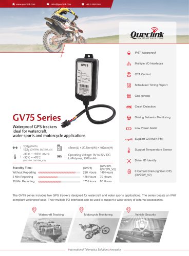 GV75-GV75W-Waterproof GPS trackersideal for watercraft,water sports and motorcycle applications