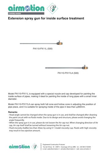 EXTENSION SPRAY GUN FOR INSIDE SURFACE TREATMENT