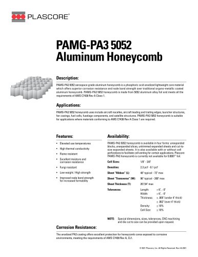 PAMG-PA3 5052 Aluminum Honeycomb