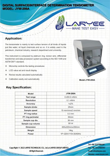 laryee+Digital Surface/Interface Determination Tensiometer+JYW-200A