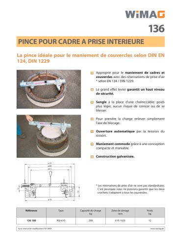 Pince pour cadre à prise intérieure