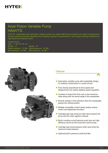 HA4VTG Axial Piston Variable Pump