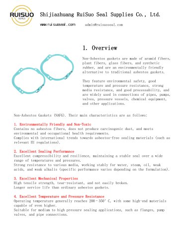 Features and Selection Guide for Asbestos-Free Gaskets