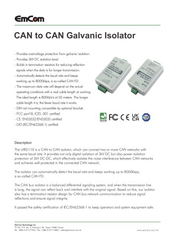 CAN to CAN Galvanic Isolator