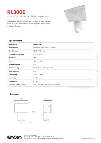 RL300E Outdoor Wall Mount PIR LED Motion Detector