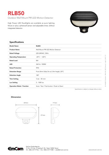 RLB50 Outdoor Wall Mount PIR LED Motion Detector