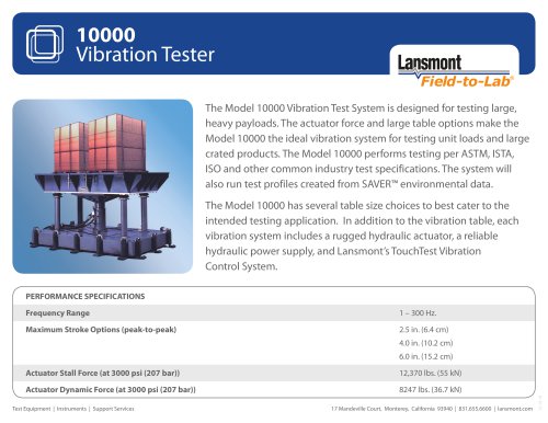 Model 10000 Vertical vibration test system