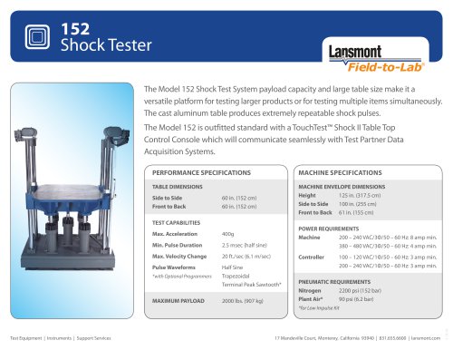 Model 152 Shock Test System