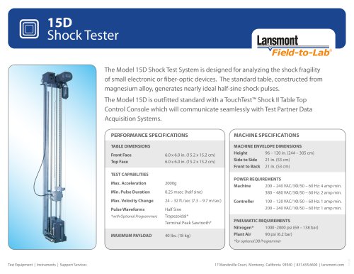 Model 15D - Shock test system