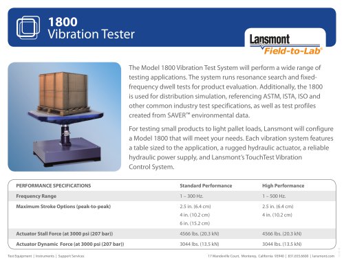 Model 1800 Vertical vibration test system