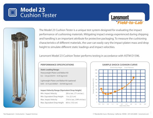 Model 23 Cushion shock test system