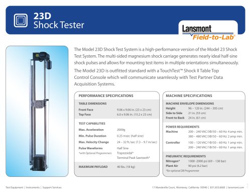 Model 23 Shock Test System