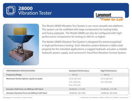 Model 28000 Vertical vibration test system