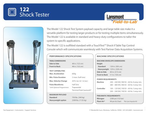 P122 Shock testing system